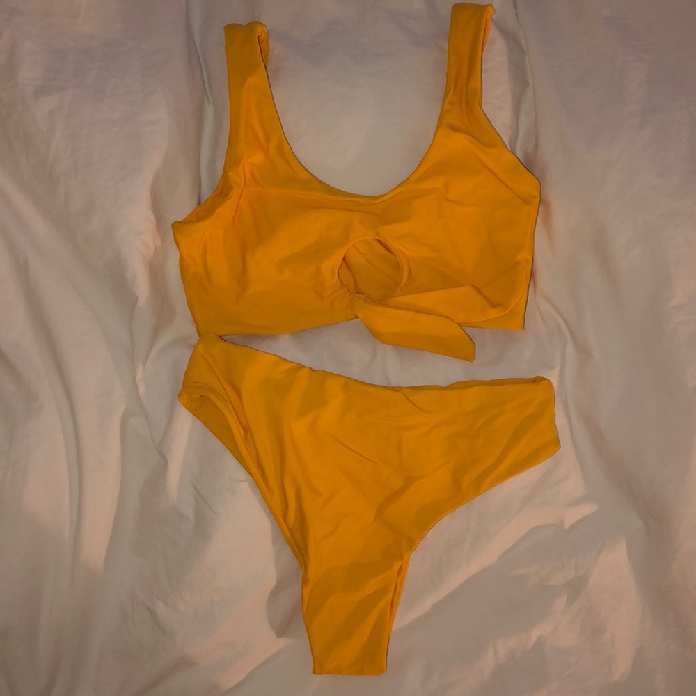 Super cute yellow high waisted bikini!